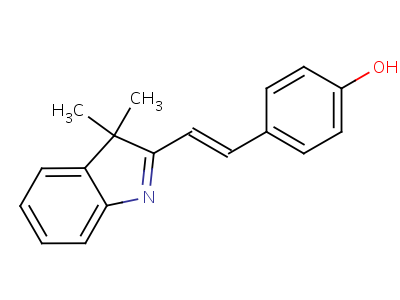 Phenol, 4-(2-(3,3-dimethyl-3h-indol-2-yl)ethenyl)-Structure,1980-93-4Structure Phenol, 4-(2-(3,3-dimethyl-3h-indol-2-yl)ethenyl)- Structure,1980-93-4Structure