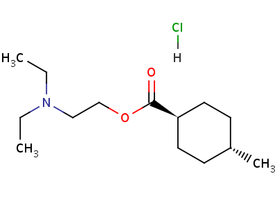 Cyclohexanecarboxylicacid, 4-methyl-, 2-(diethylamino)ethyl ester hydrochloride, trans-(8ci)Structure,28657-04-7Structure Cyclohexanecarboxylicacid, 4-methyl-, 2-(diethylamino)ethyl ester hydrochloride, trans-(8ci) Structure,28657-04-7Structure