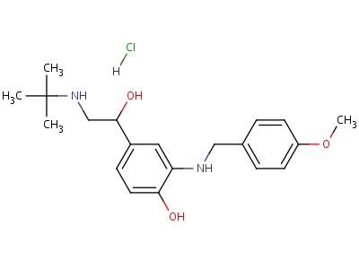 Benzenemethanol, a-[[(1,1-dimethylethyl)amino]methyl]-4-hydroxy-3-[[(4-methoxyphenyl)methyl]amino]-,hydrochloride (1:1) Structure,60853-38-5Structure