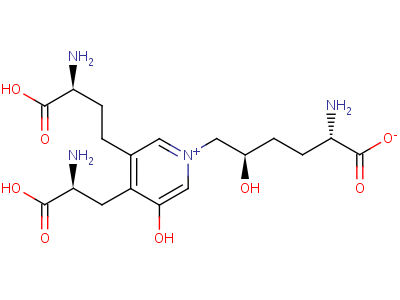 4-((2S)-2-amino-2-carboxyethyl)-1-((2r,5s)-5-amino-5-carboxy-2-hydroxypentyl)-3-((3s)-3-amino-3-carboxypropyl)-5-hydroxy-pyridinium inner saltStructure,63800-01-1Structure 4-((2S)-2-amino-2-carboxyethyl)-1-((2r,5s)-5-amino-5-carboxy-2-hydroxypentyl)-3-((3s)-3-amino-3-carboxypropyl)-5-hydroxy-pyridinium inner salt Structure,63800-01-1Structure