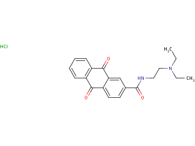 N-(2-(二乙基氨基)乙基)-9,10-二氫-9,10-二氧代-2-蒽羧酰胺鹽酸鹽結(jié)構(gòu)式,81086-02-4結(jié)構(gòu)式