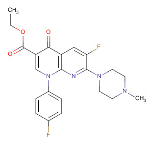 Ethyl 6-fluoro-1-(4-fluorophenyl)-7-(4-methylpiperazin-1-yl)-4-oxo-1,4-dihydro-1,8-naphthyridine-3-carboxylateStructure,100491-52-9Structure Ethyl 6-fluoro-1-(4-fluorophenyl)-7-(4-methylpiperazin-1-yl)-4-oxo-1,4-dihydro-1,8-naphthyridine-3-carboxylate Structure,100491-52-9Structure