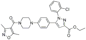 Ethyl 1-(2-chlorophenyl)-5-(4-(4-(3,5-dimethylisoxazole-4-carbonyl)piperazin-1-yl)phenyl)-1h-pyrazole-3-carboxylateStructure,1007483-08-0Structure Ethyl 1-(2-chlorophenyl)-5-(4-(4-(3,5-dimethylisoxazole-4-carbonyl)piperazin-1-yl)phenyl)-1h-pyrazole-3-carboxylate Structure,1007483-08-0Structure