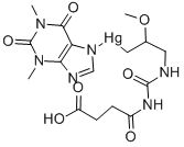 3-[3-(3-Carboxypropionyl)ureido]-2-methoxypropyl(1,2,3,6-tetrahydro-1,3-dimethyl-2,6-dioxo-7h-purin-7-yl)mercury(ii) Structure,113-50-8Structure