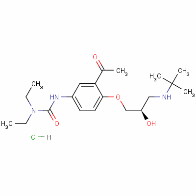 (+)-3-(3-Acetyl-4-(3-(tert-butylamino)-2-hydroxypropoxy)phenyl)-1,1-diethylurea hydrochlorideStructure,125638-91-7Structure (+)-3-(3-Acetyl-4-(3-(tert-butylamino)-2-hydroxypropoxy)phenyl)-1,1-diethylurea hydrochloride Structure,125638-91-7Structure