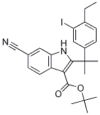 6-氰基-2-(2-(4-乙基-3-碘苯基)丙烷-2-基)-1H-吲哚-3-羧酸叔丁酯結(jié)構(gòu)式_1256584-75-4結(jié)構(gòu)式