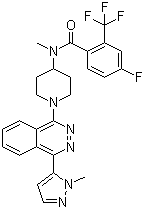 4-氟-N-甲基-N-(1-(4-(1-甲基-1H-吡唑-5-基)二氮雜萘-1-基)哌啶-4-基)-2-(三氟甲基)苯甲酰胺結(jié)構(gòu)式_1258861-20-9結(jié)構(gòu)式