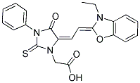 5-[(3-乙基-2(3h)-苯并噁唑基) 亞乙基]-4-氧代-3-苯基-2-硫氧代-1-咪唑啉乙酸結(jié)構(gòu)式_13350-41-9結(jié)構(gòu)式