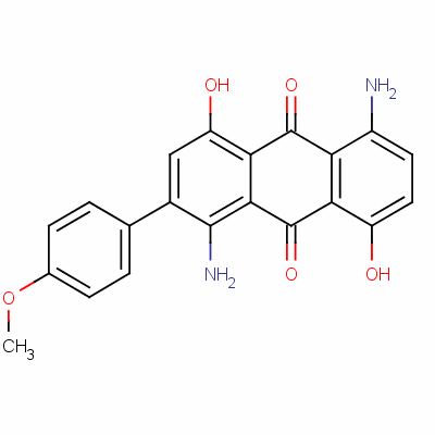 9,10-Anthracenedione,1,5-diamino-4,8-dihydroxy-2-(4-methoxyphenyl)-Structure,13698-89-0Structure 9,10-Anthracenedione,1,5-diamino-4,8-dihydroxy-2-(4-methoxyphenyl)- Structure,13698-89-0Structure