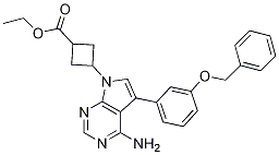 Ethyl3-(4-amino-5-(3-(benzyloxy)phenyl)-7h-pyrrolo[2,3-d]pyrimidin-7-yl)cyclobutanecarboxylate Structure,194788-04-0Structure