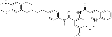 N-[2-[[4-[2-(6,7-二甲氧基-3,4-二氫-1H-異喹啉-2-基)乙基]苯基]氨基甲?；鵠-4,5-二甲氧基苯基]喹啉-3-甲酰胺結(jié)構(gòu)式_206873-63-4結(jié)構(gòu)式