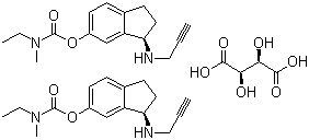 乙基甲基-氨基甲酸 (3R)-2,3-二氫-3-(2-丙炔氨基)-1H-茚-5-基酯酒石酸鹽結(jié)構(gòu)式_209394-46-7結(jié)構(gòu)式