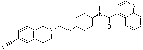 N-((1r,4r)-4-(2-(6-氰基-3,4-二氫異喹啉-2(1h)-基)乙基)環(huán)己基)喹啉-4-羧酰胺結(jié)構(gòu)式_215803-78-4結(jié)構(gòu)式