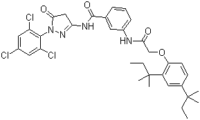 3-(2-(2,4-Di-tert-pentylphenoxy)acetamido)-N-(5-oxo-1-(2,4,6-trichlorophenyl)-2-pyrazolin-3-yl)benzamideStructure,31188-91-7Structure 3-(2-(2,4-Di-tert-pentylphenoxy)acetamido)-N-(5-oxo-1-(2,4,6-trichlorophenyl)-2-pyrazolin-3-yl)benzamide Structure,31188-91-7Structure