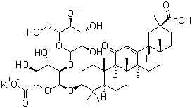 Alpha-d-glucopyranosiduronic acid, (3beta,20beta)-20-carboxy-11-oxo-30-norolean-12-en-3-yl 2-o-beta-d-glucopyranuronosyl-, monopotassium saltStructure,42294-03-1Structure Alpha-d-glucopyranosiduronic acid, (3beta,20beta)-20-carboxy-11-oxo-30-norolean-12-en-3-yl 2-o-beta-d-glucopyranuronosyl-, monopotassium salt Structure,42294-03-1Structure