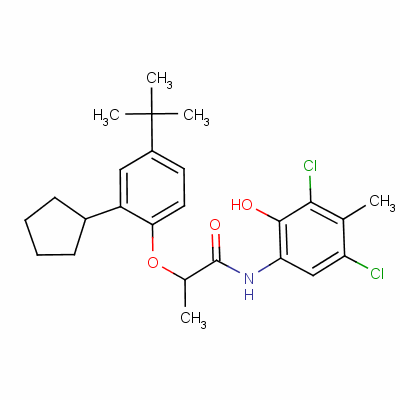2-[4-(叔丁基)-2-環(huán)戊基苯氧基]-n-(3,5-二氯-2-羥基-對(duì)甲苯)丙酰胺結(jié)構(gòu)式_52762-65-9結(jié)構(gòu)式