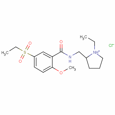 N-[(1-乙基-2-吡咯烷)甲基]-5-(乙基磺?；?-2-甲氧基苯甲酰胺鹽酸鹽結(jié)構(gòu)式_55619-22-2結(jié)構(gòu)式