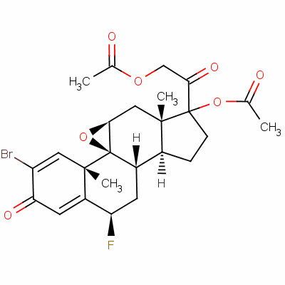 2-Bromo-9beta,11beta-epoxy-6beta-fluoro-17,21-dihydroxypregna-1,4-diene-3,20-dione 17,21-di(acetate)Structure,57808-79-4Structure 2-Bromo-9beta,11beta-epoxy-6beta-fluoro-17,21-dihydroxypregna-1,4-diene-3,20-dione 17,21-di(acetate) Structure,57808-79-4Structure