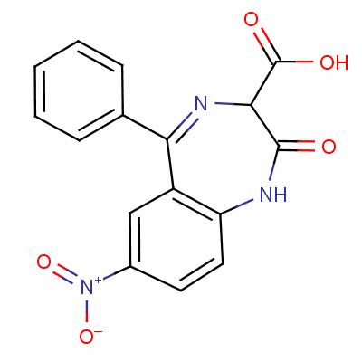 2,3-Dihydro-7-nitro-2-oxo-5-phenyl-1h-1,4-benzodiazepine-3-carboxylic acidStructure,60676-80-4Structure 2,3-Dihydro-7-nitro-2-oxo-5-phenyl-1h-1,4-benzodiazepine-3-carboxylic acid Structure,60676-80-4Structure