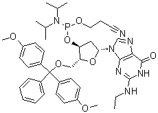 2-脫氧-5-O-DMT-N2-乙基鳥苷3-CE 亞磷酰胺結(jié)構(gòu)式_642462-81-5結(jié)構(gòu)式