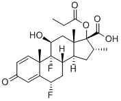 6Α,9Α-二氟-11Β-羥基-16Α-甲基-3-氧代-17Α-(丙酰氧基)雄甾-1,4-二烯-17 Β-羧酸結(jié)構(gòu)式_65429-42-7結(jié)構(gòu)式