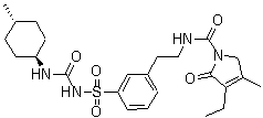 3-乙基-2,5-二氫-4-甲基-N-[2-[3-[[[[(反式-4-甲基環(huán)己基)氨基]羰基]氨基]磺?；鵠苯基]乙基]-2-氧代-1H-吡咯-1-甲酰胺結(jié)構(gòu)式_791104-62-6結(jié)構(gòu)式