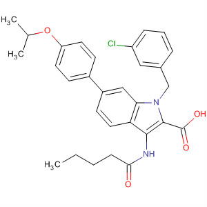 1-(3-Chlorobenzyl)-6-(4-isopropoxyphenyl)-3-pentanamido-1h-indole-2-carboxylic acidStructure,825624-40-6Structure 1-(3-Chlorobenzyl)-6-(4-isopropoxyphenyl)-3-pentanamido-1h-indole-2-carboxylic acid Structure,825624-40-6Structure