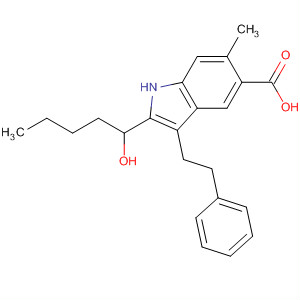 2-(1-Hydroxypentyl)-6-methyl-3-(2-phenylethyl)-1h-indole-5-carboxylic acidStructure,873841-43-1Structure 2-(1-Hydroxypentyl)-6-methyl-3-(2-phenylethyl)-1h-indole-5-carboxylic acid Structure,873841-43-1Structure