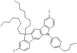 5-(4-丁基苯基)-5,11-二氫-2,9-二碘-11,11-二辛基-茚并[1,2-b]咔唑結(jié)構(gòu)式_879689-97-1結(jié)構(gòu)式