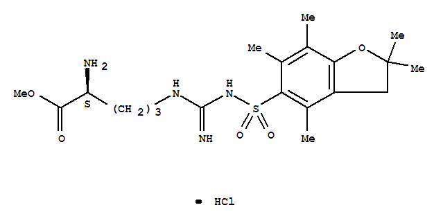 甲基N<sup>5</sup>-{N-[(2,2,4,6,7-五甲基-2,3-二氫-1-苯并呋喃-5-基)磺酰基]甲脒基}-L-鳥氨酰i噻吩基n酸酯鹽酸鹽(1:1)結構式_257288-19-0結構式