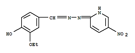 Benzaldehyde,3-ethoxy-4-hydroxy-, 2-(5-nitro-2-pyridinyl)hydrazoneStructure,28058-39-1Structure Benzaldehyde,3-ethoxy-4-hydroxy-, 2-(5-nitro-2-pyridinyl)hydrazone Structure,28058-39-1Structure