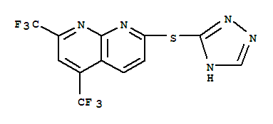 1,8-Naphthyridine,7-(1h-1,2,4-triazol-3-ylthio)-2,4-bis(trifluoromethyl)-(9ci)Structure,303151-91-9Structure 1,8-Naphthyridine,7-(1h-1,2,4-triazol-3-ylthio)-2,4-bis(trifluoromethyl)-(9ci) Structure,303151-91-9Structure