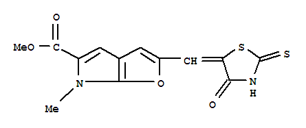 6-甲基-2-[(4-氧代-2-硫氧代-5-噻唑啉基)甲基]-6H-呋喃并[2,3-B]吡咯-5-羧酸甲酯結構式_315665-37-3結構式