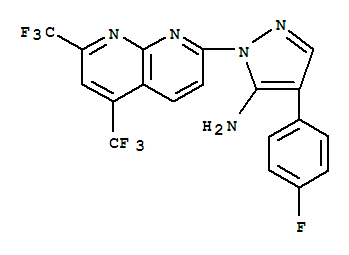 (9Ci)-1-[5,7-雙(三氟甲基)-1,8-萘啶-2-基]-4-(4-氟苯基)-1H-吡唑-5-胺結構式_321522-23-0結構式