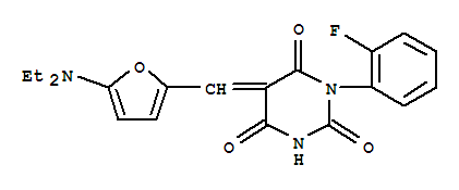 5-[[5-(二乙基氨基)-2-呋喃]亞甲基]-1-(2-氟苯基)-2,4,6(1H,3h,5h)-嘧啶三酮結(jié)構(gòu)式_367465-34-7結(jié)構(gòu)式