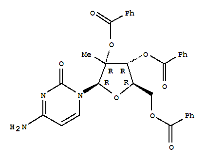 2-C-甲基-2,3,5-三-o-苯甲酰基胞苷結(jié)構(gòu)式_640725-69-5結(jié)構(gòu)式