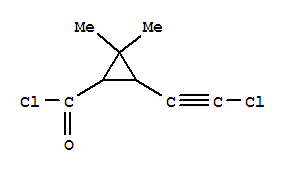 (9ci)-3-(氯乙炔)-2,2-二甲基-環(huán)丙烷羰酰氯結(jié)構(gòu)式_64964-55-2結(jié)構(gòu)式