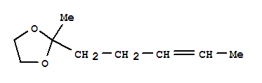 (7ci,8ci,9ci)-2-甲基-2-(3-戊烯基)-1,3-二氧戊環(huán)結(jié)構(gòu)式_6539-85-1結(jié)構(gòu)式