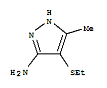 4-(乙基硫代)-5-甲基-1H-吡唑-3-胺結(jié)構(gòu)式_73374-03-5結(jié)構(gòu)式