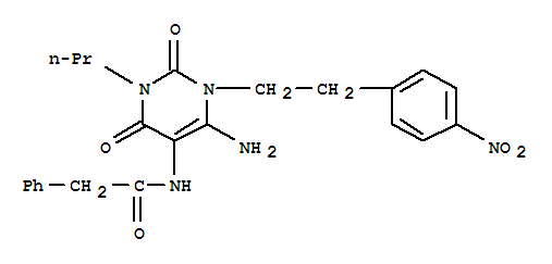 Benzeneacetamide, n-[6-amino-1,2,3,4-tetrahydro-1-[2-(4-nitrophenyl)ethyl]-2,4-dioxo-3-propyl-5-pyrimidinyl]- Structure,748794-96-9Structure