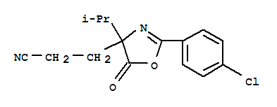 4-Oxazolepropanenitrile, 2-(4-chlorophenyl)-4,5-dihydro-4-(1-methylethyl)-5-oxo-Structure,86435-52-1Structure 4-Oxazolepropanenitrile, 2-(4-chlorophenyl)-4,5-dihydro-4-(1-methylethyl)-5-oxo- Structure,86435-52-1Structure