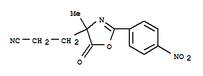 4-Oxazolepropanenitrile, 4,5-dihydro-4-methyl-2-(4-nitrophenyl)-5-oxo-Structure,86435-54-3Structure 4-Oxazolepropanenitrile, 4,5-dihydro-4-methyl-2-(4-nitrophenyl)-5-oxo- Structure,86435-54-3Structure