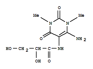 N-(6-氨基-1,2,3,4-四氫-1,3-二甲基-2,4-二氧代-5-嘧啶)-2,3-二羥基-丙酰胺結構式_909258-67-9結構式