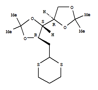 4-(2,2-Dimethyl-1,3-dioxolan-4-yl)-5-(1,3-dithian-2-ylmethyl)-2,2-dimethyl-1,3-dioxolaneStructure,91294-64-3Structure 4-(2,2-Dimethyl-1,3-dioxolan-4-yl)-5-(1,3-dithian-2-ylmethyl)-2,2-dimethyl-1,3-dioxolane Structure,91294-64-3Structure