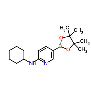 2-Pyridinamine, N-cyclohexyl-5-(4,4,5,5-tetramethyl-1,3,2-dioxaborolan-2-yl)-Structure,1073354-34-3Structure 2-Pyridinamine, N-cyclohexyl-5-(4,4,5,5-tetramethyl-1,3,2-dioxaborolan-2-yl)- Structure,1073354-34-3Structure