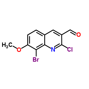 8-Bromo-2-chloro-7-methoxyquinoline-3-carboxaldehydeStructure,136812-28-7Structure 8-Bromo-2-chloro-7-methoxyquinoline-3-carboxaldehyde Structure,136812-28-7Structure