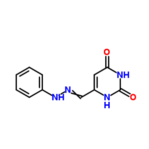 4-Pyrimidinecarboxaldehyde,1,2,3,6-tetrahydro-2,6-dioxo-, 4-(2-phenylhydrazone)Structure,14304-71-3Structure 4-Pyrimidinecarboxaldehyde,1,2,3,6-tetrahydro-2,6-dioxo-, 4-(2-phenylhydrazone) Structure,14304-71-3Structure