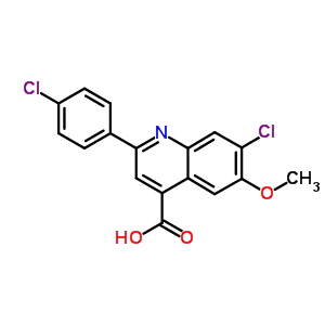 7-Chloro-2-(4-chlorophenyl)-6-methoxy-quinoline-4-carboxylic acidStructure,19021-13-7Structure 7-Chloro-2-(4-chlorophenyl)-6-methoxy-quinoline-4-carboxylic acid Structure,19021-13-7Structure