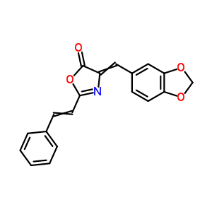 5(4H)-oxazolone,4-(1,3-benzodioxol-5-ylmethylene)-2-(2-phenylethenyl)-Structure,19508-21-5Structure 5(4H)-oxazolone,4-(1,3-benzodioxol-5-ylmethylene)-2-(2-phenylethenyl)- Structure,19508-21-5Structure