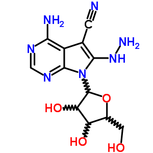 (8ci,9ci)-4-氨基-6-肼基-7-b-d-呋核亞硝脲-7H-吡咯并[2,3-d]嘧啶-5-甲腈結(jié)構(gòu)式_22256-94-6結(jié)構(gòu)式